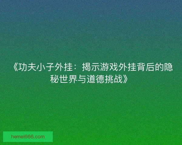 《功夫小子外挂：揭示游戏外挂背后的隐秘世界与道德挑战》